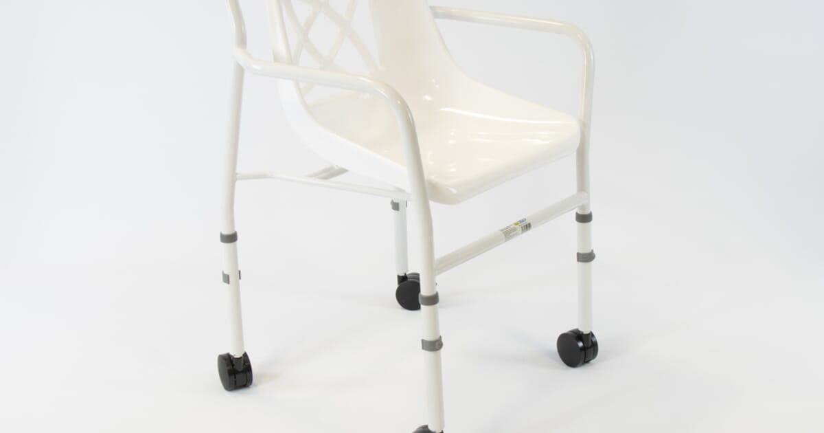 NRS Healthcare Height Adjustable Economy Mobile Shower Chair Complete
