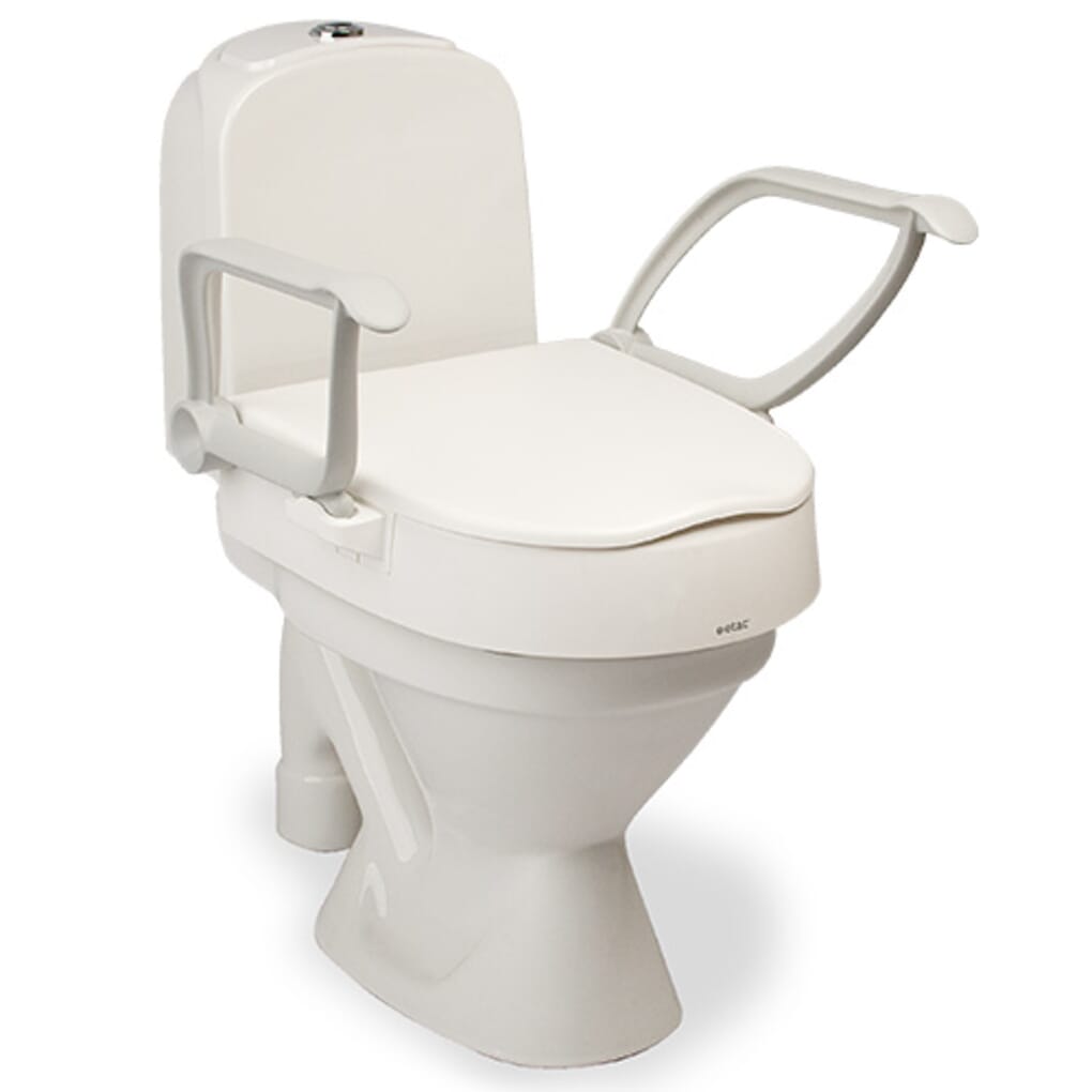 Toilet seat clearance risers with arms