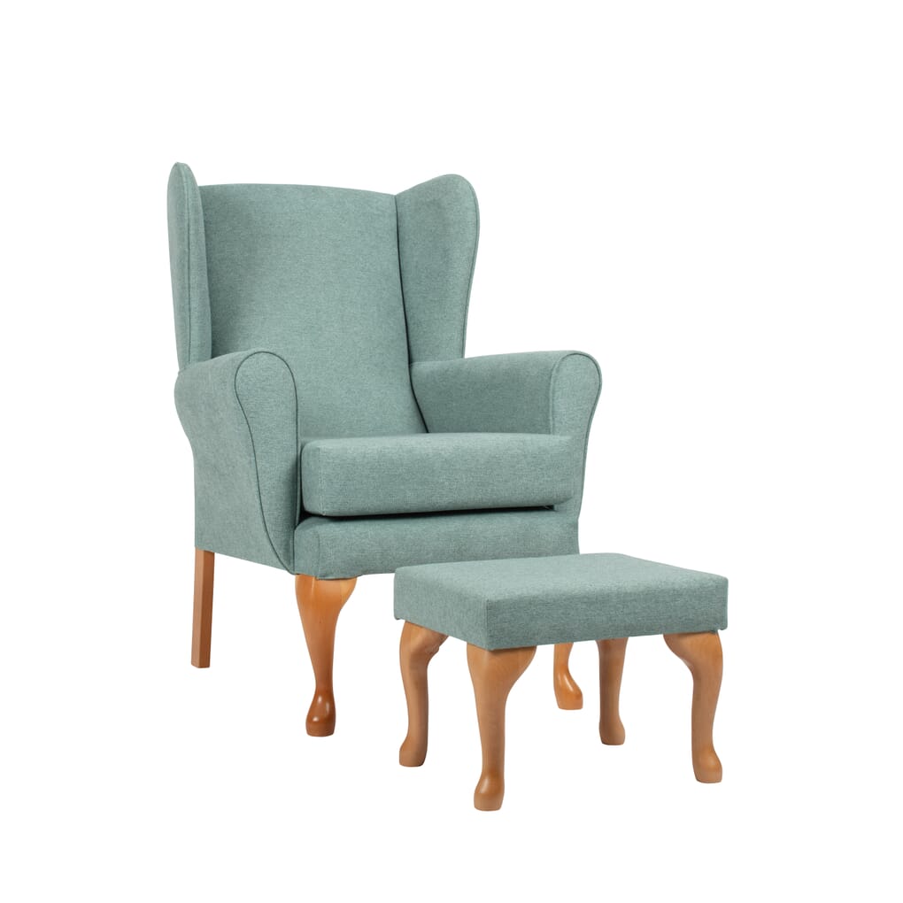 High back 2025 armchair and footstool