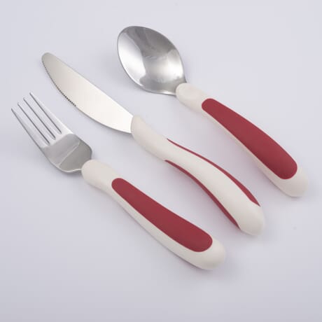 Adaptive Utensil Set - Arthritis Aid Silverware for Parkinsons, Hand  Tremors - Easy Grip for Shaking and Trembling Hands - Heavy Stainless Steel  Spoon, Fork, Serrated Knife - Non Weighted Holder 