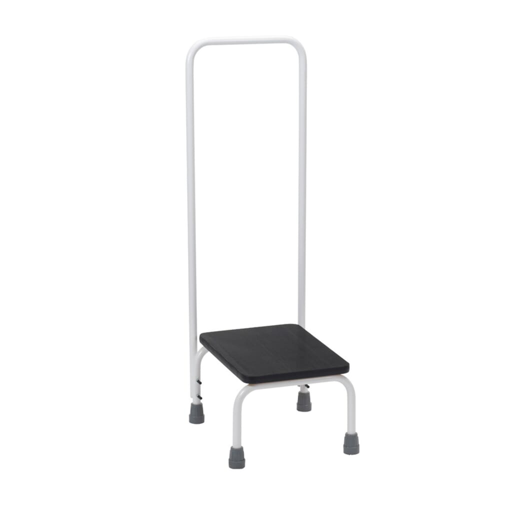 White metal store step stool