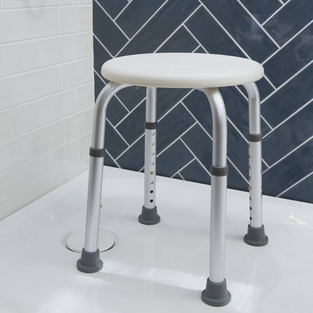 Ergonomic shower stool with adjustable height for bathroom PrimeMatik 