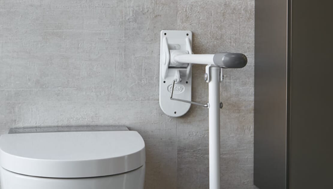 Drop Down Toilet Support Rail with Leg Complete Care Shop