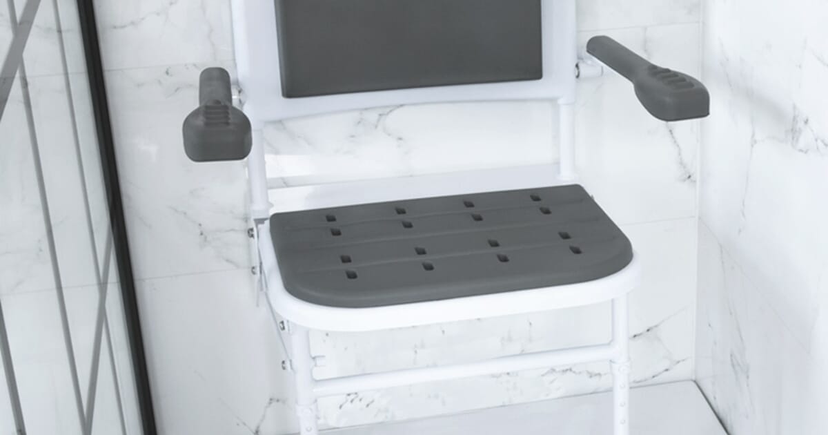 NRS Healthcare Folding Shower Seat (with Legs, Back & Arms & Padded