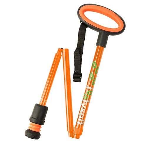 Flexyfoot Premium Oval Handle Folding Walking Stick - Orange - Folding