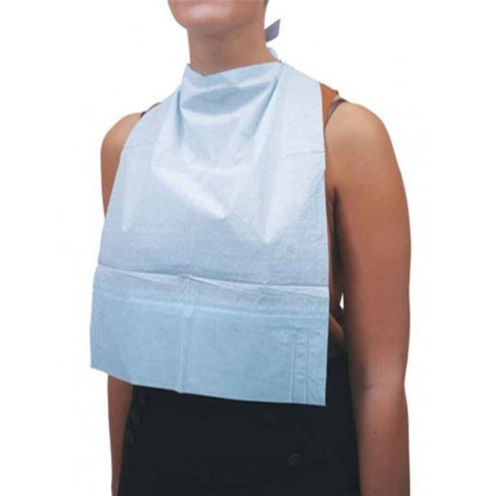 25 PACK OF DISPOSABLE ADULT BIBS WITH CRUMB CATCHER FREE SHIPPING 