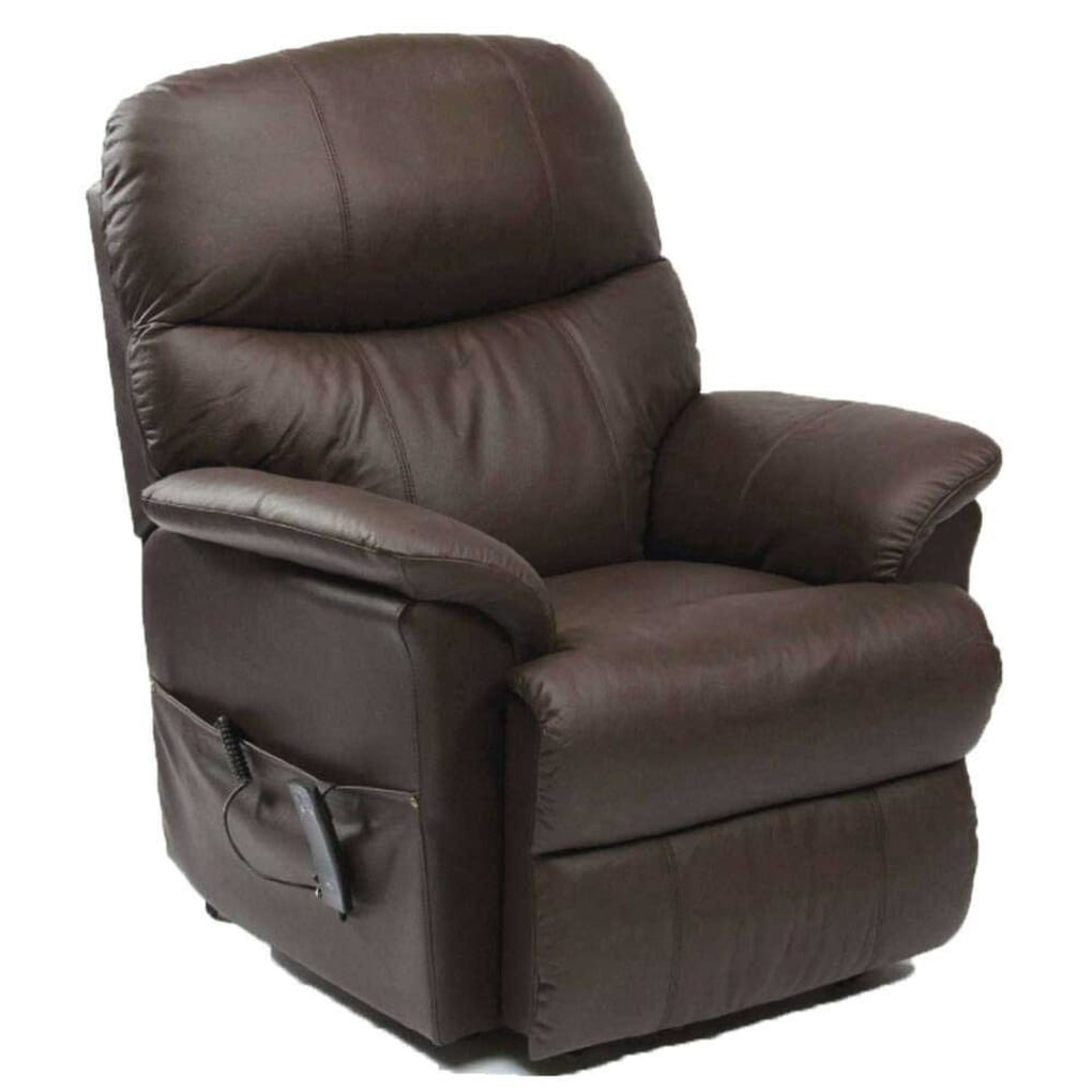 Brown leather deals riser recliner chair