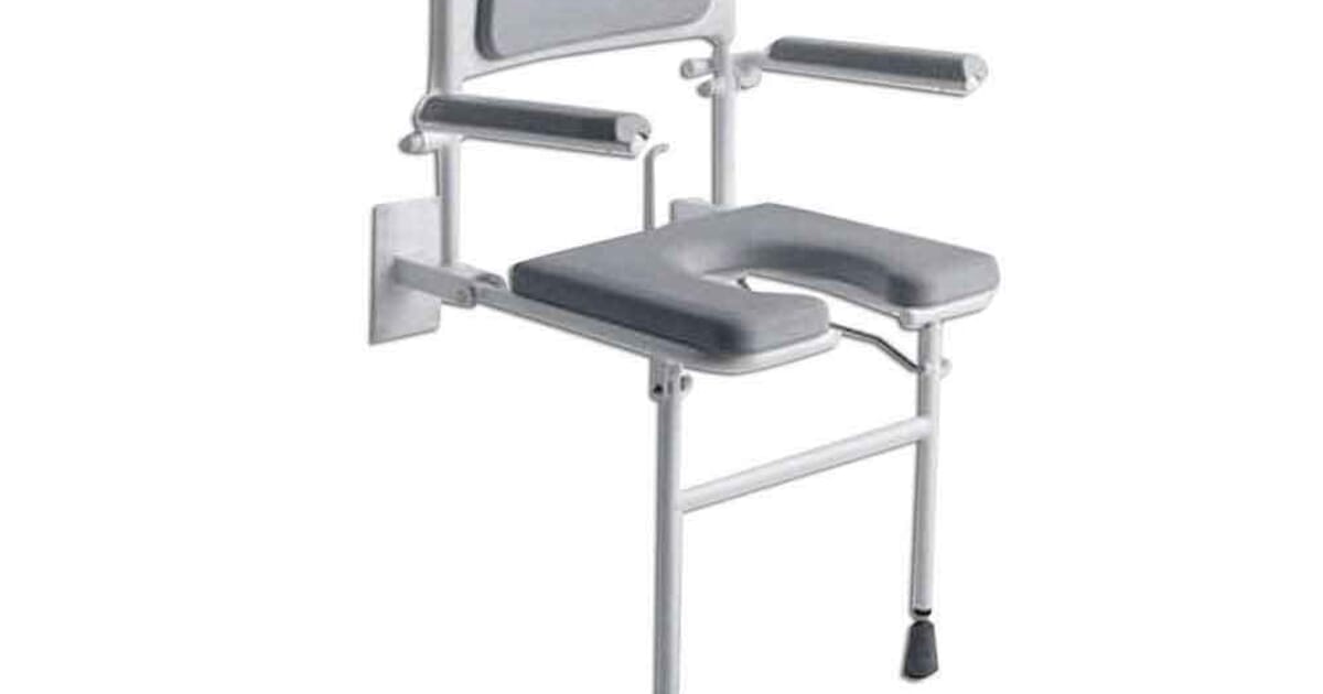 Padded Wall Mounted Shower Seat With Arms Horseshoe