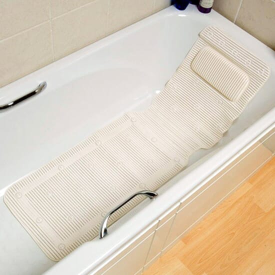 Cushioned Bath Mat With Integral Pillow, Invisible Bathtub Mat Treatment