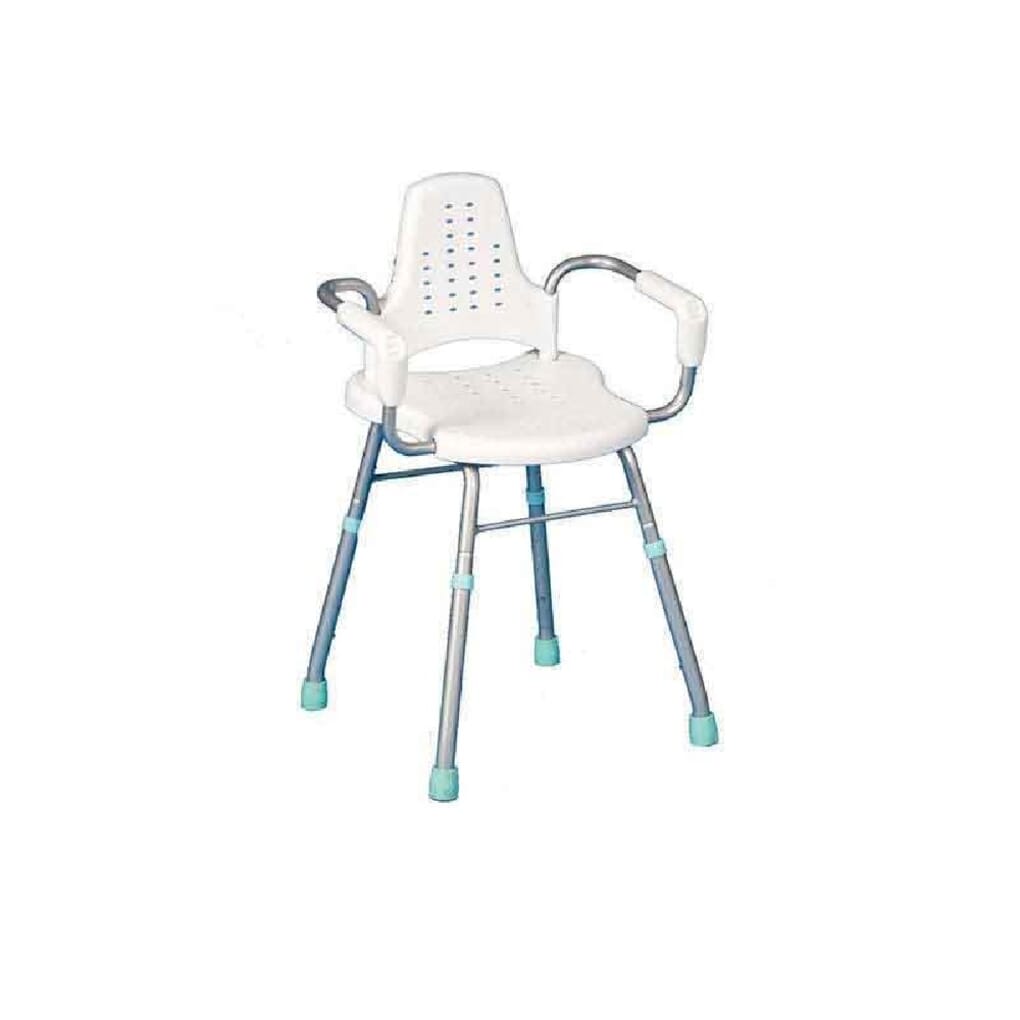 Langham Prima Aluminium Shower Stool With Arms Backrest NRS