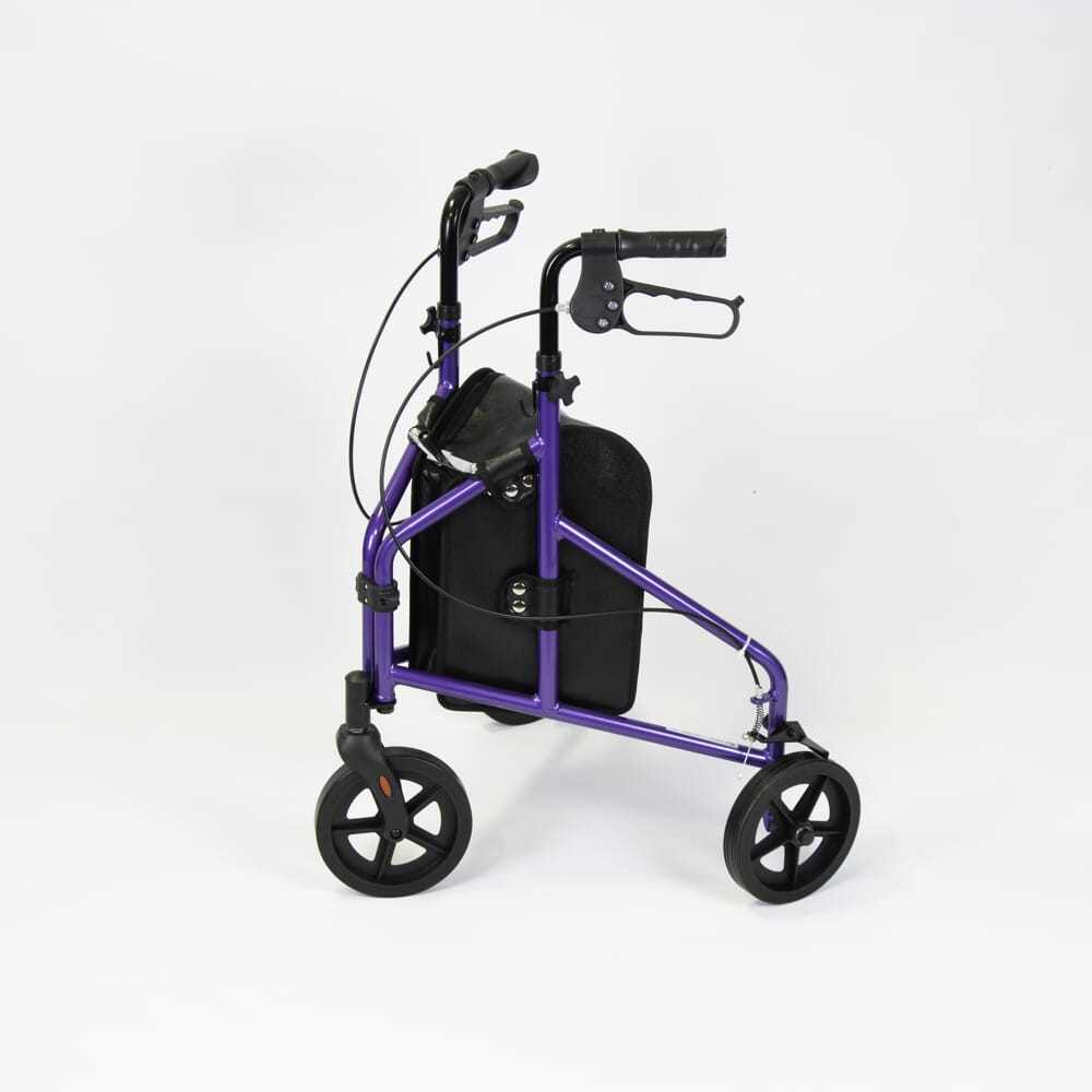 NRS Healthcare 3 Wheel Aluminium Rollator - Purple