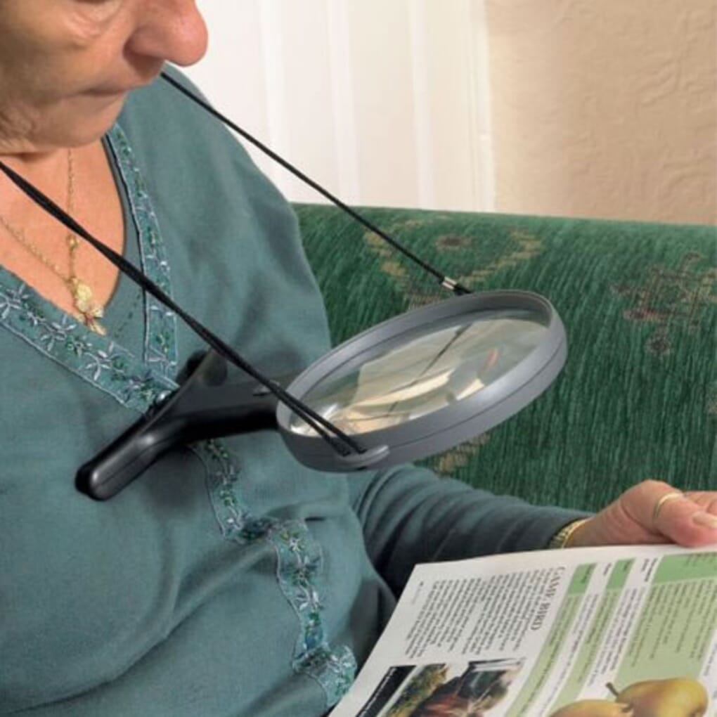 OKH Hands Free Magnifying Glasses with Light, Blue Light Blocking 160%  Magnification and Dual LED Lights, Includes flip up Magnifying Glasses for