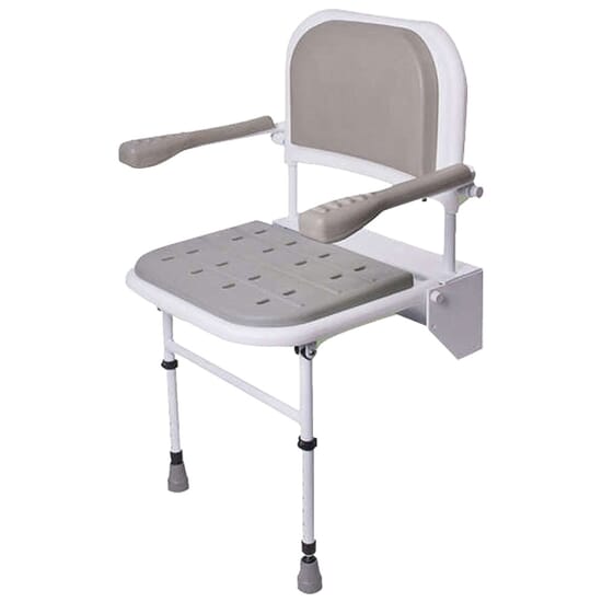 Folding Shower Seat with Legs Padded Seat Back and Arms Complete