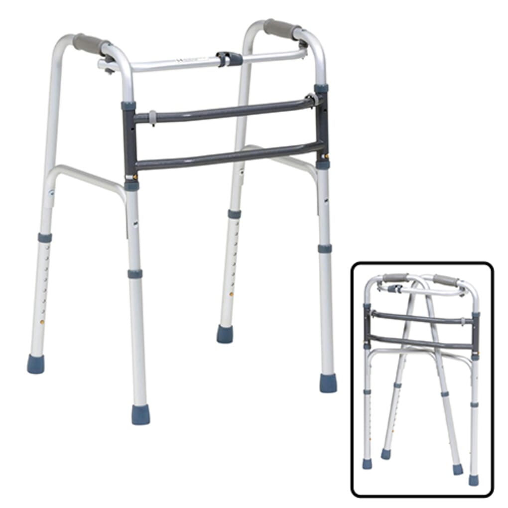 Collapsible store walking frame