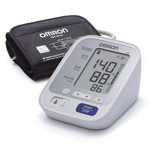 REHAVE Blood Pressure Cuff, Talking Upper Arm Blood Pressure Monitor,  3-Color Hypertension Backlit Display and Pulse Meter, One Key Measurement,  Extra