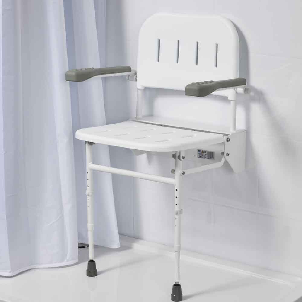 NRS Healthcare Folding Shower Seat (with Legs, Back & Arms)