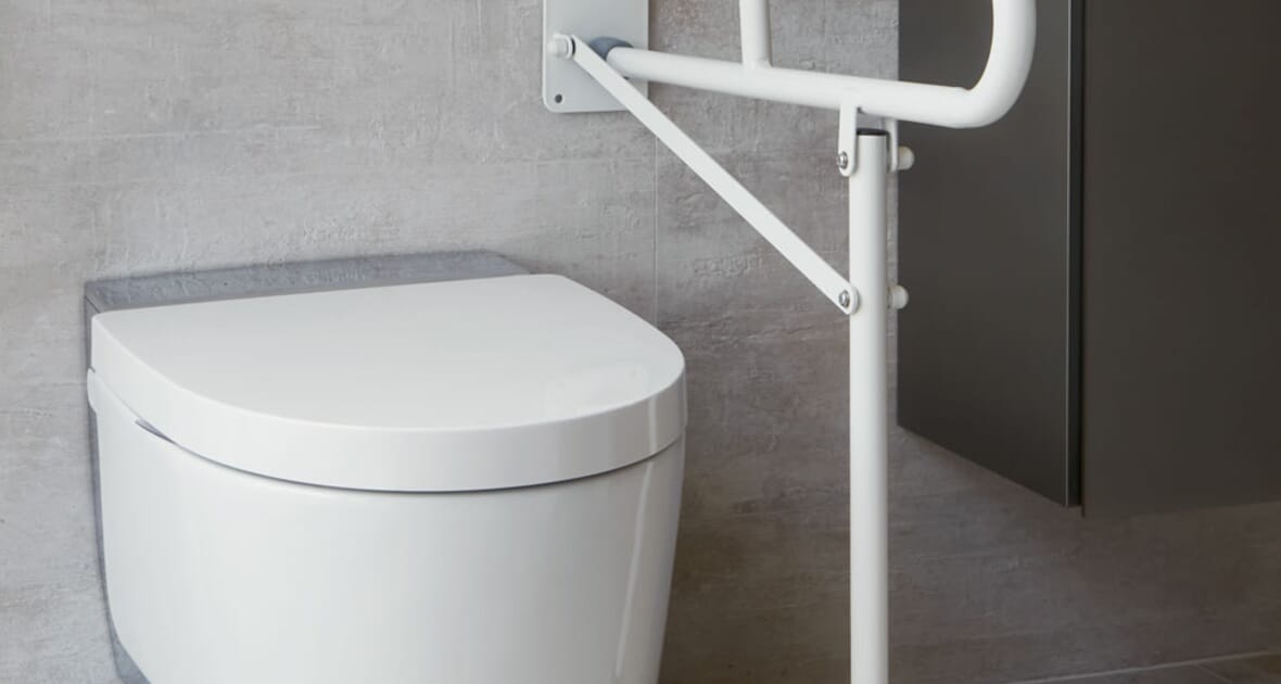 NRS Healthcare Economy Drop Down Toilet Support Rail with Leg